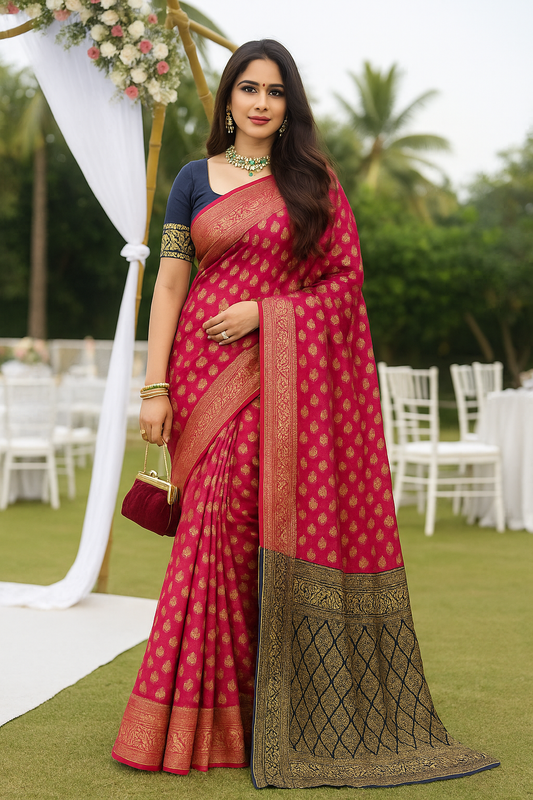 Designer Kanjeevaram Silk Saree with Golden Zari Work