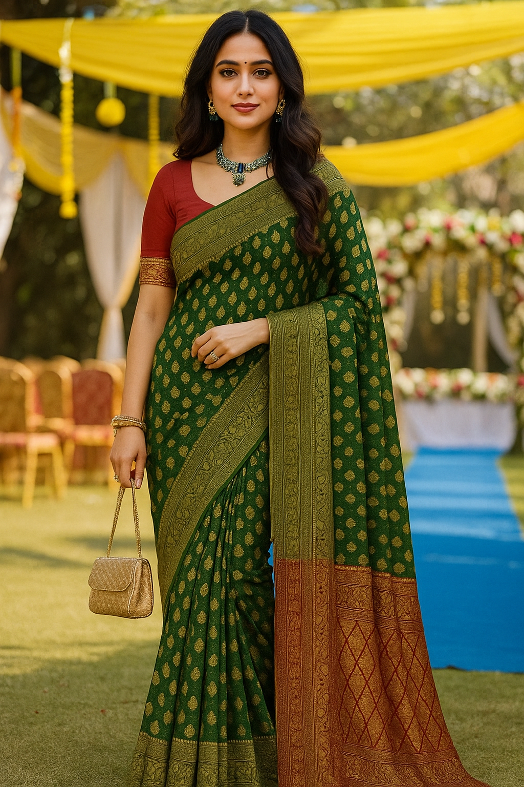 Combo of 2 Kanjeevaram Silk Sarees with Golden Zari Work | Premium Wedding & Festive Wear