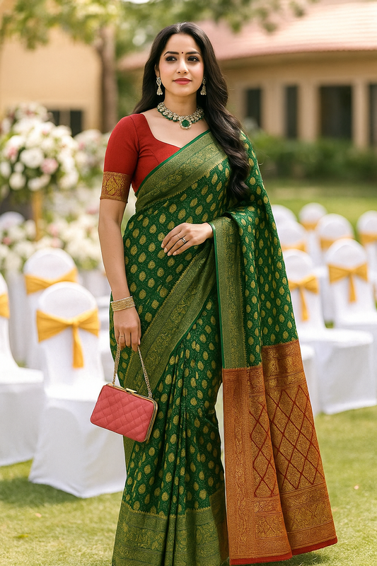 Combo of 2 Kanjeevaram Silk Sarees with Golden Zari Work | Premium Wedding & Festive Wear