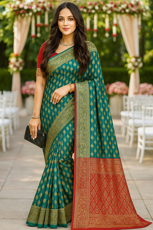 Designer Kanjeevaram Silk Saree with Golden Zari Work