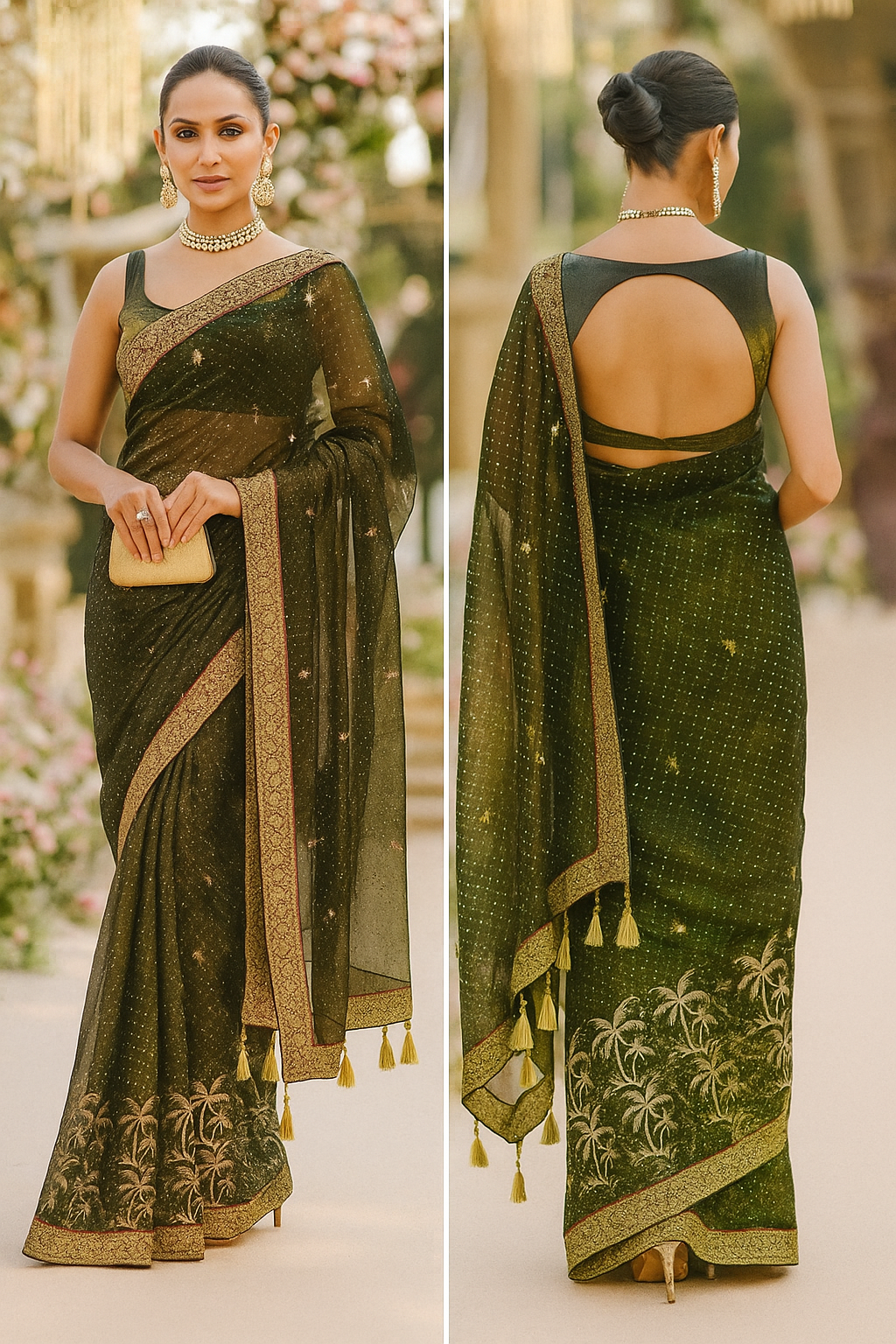 Designer Twill Net Saree with Shimmering Sequin Border