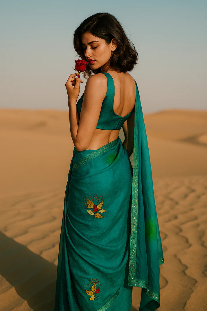 Combo of 2 Lightweight Floral Sarees with Mirror & Sequin Work | Perfect for Daily & Festive Wear
