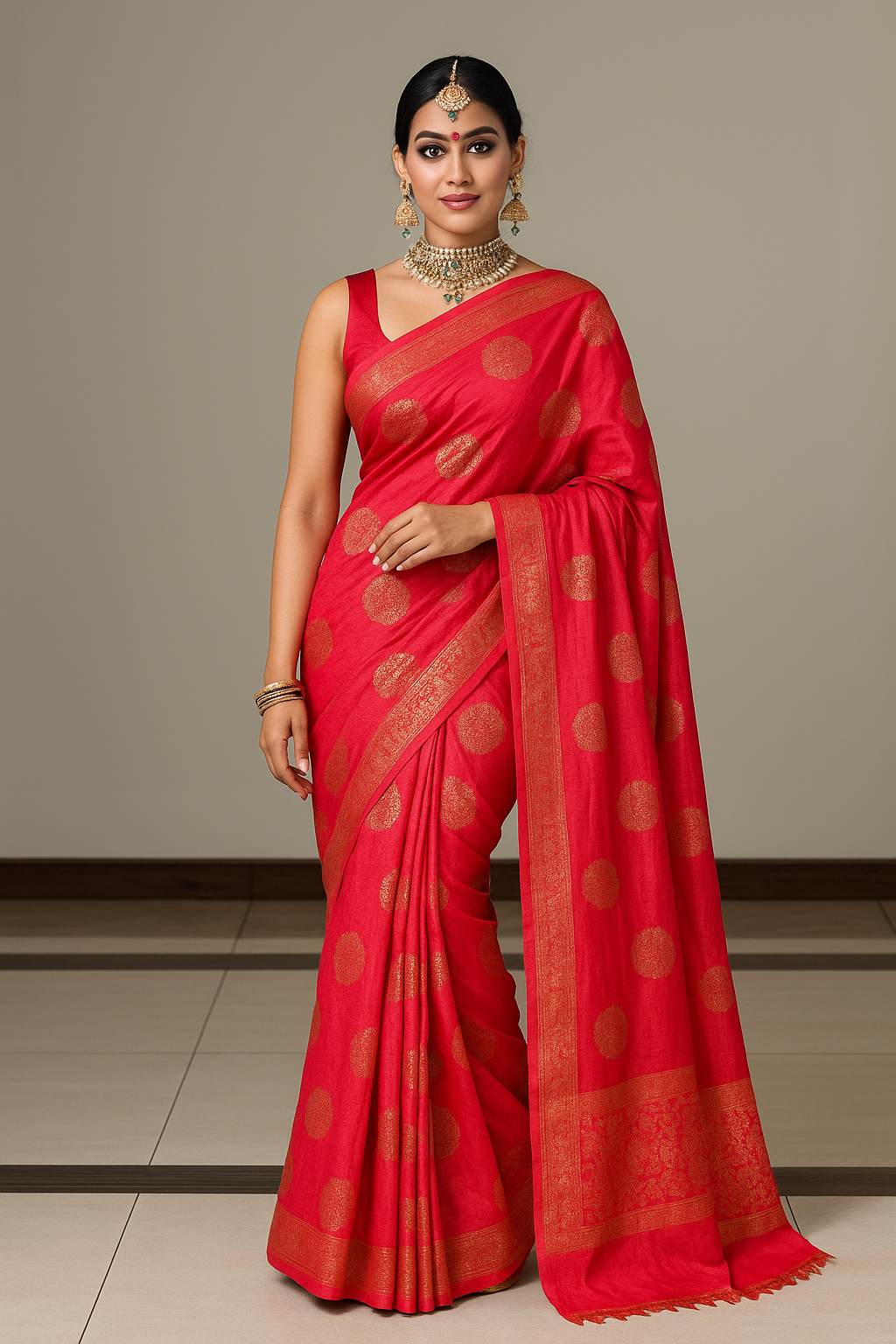 Elegant Pink Vichitra Silk Saree with Foil Print & Samosa Lace Border