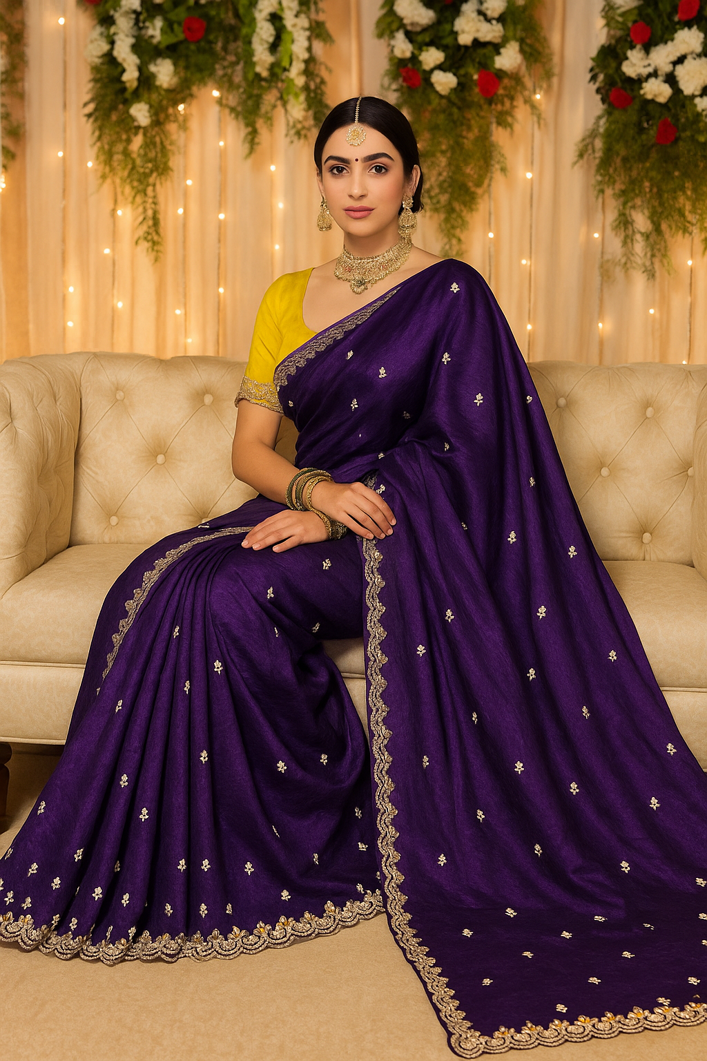 Combo of 2 Most Viral Embroidered Sarees with Moti & Cutwork Border | Premium Wedding & Party Wear Deal