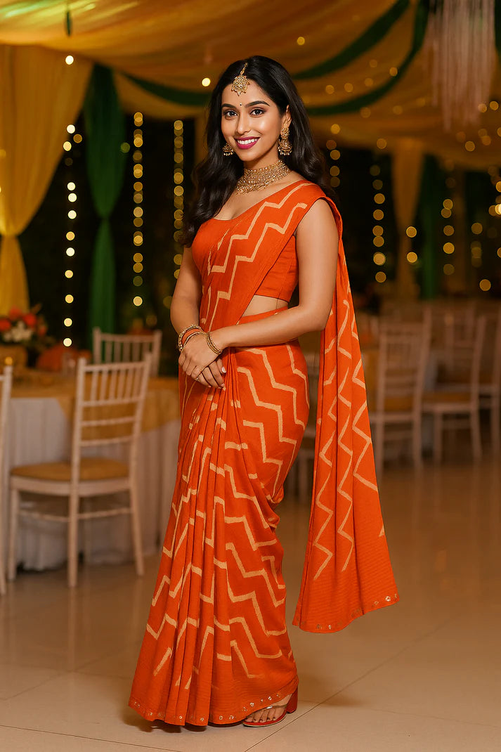 Combo of 2 Zigzag Printed Chiffon Sarees | Lightweight Daily, Casual & Office Wear Deal