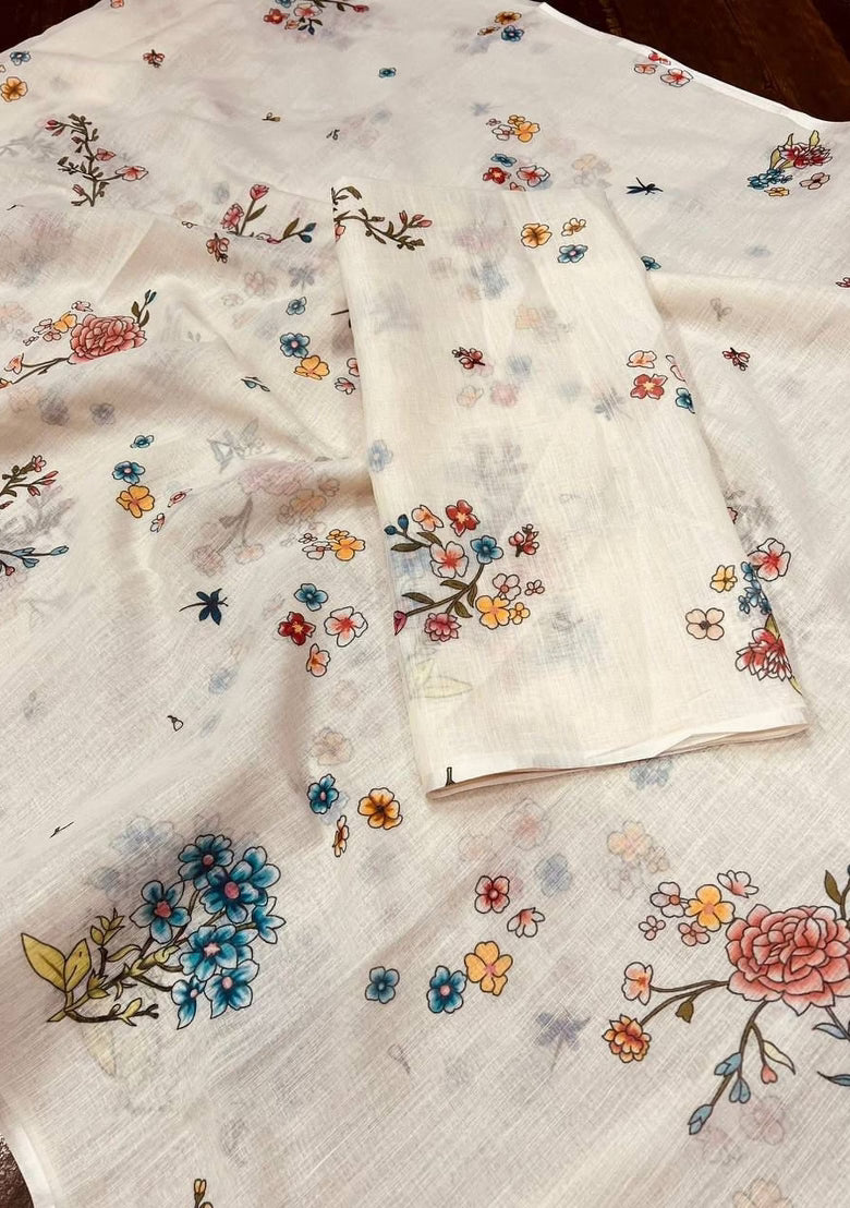 Pure Linen Cotton Saree – Elegant Comfort with Timeless Charm