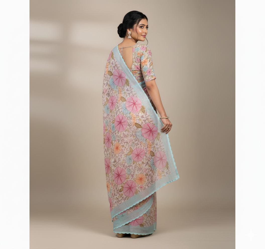 Soft Cotton Handloom Saree with Stitched Blouse – Elegant Daily & Office Wear Saree