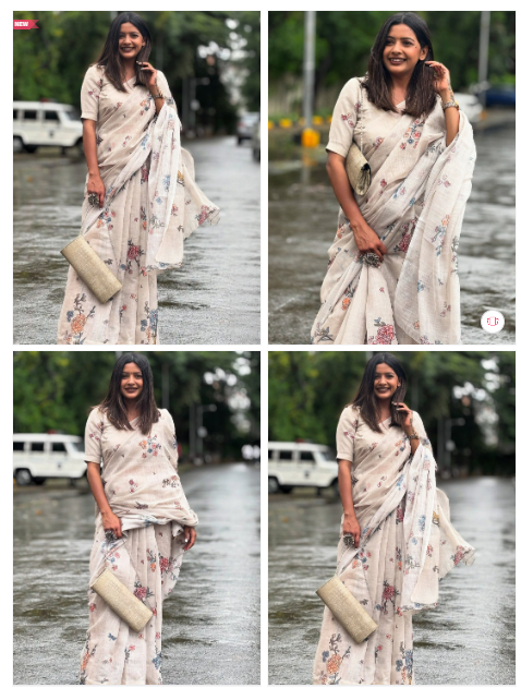 Pure Linen Cotton Saree – Elegant Comfort with Timeless Charm