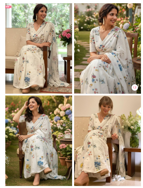 Pure Linen Cotton Saree – Elegant Comfort with Timeless Charm