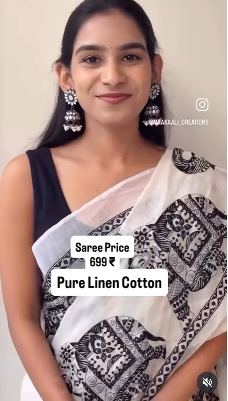 Pure Linen Cotton Saree – Elegant Comfort with Timeless Charm