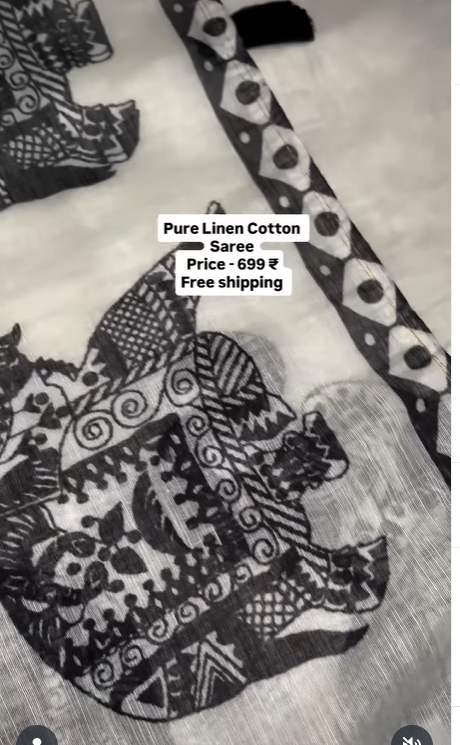 Pure Linen Cotton Saree – Elegant Comfort with Timeless Charm