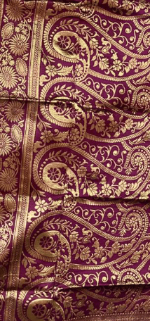 Regal Maroon Kanjeevaram Silk Saree with Golden Zari Butta and Intricate Border