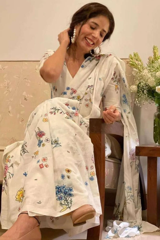 Pure Linen Cotton Saree – Elegant Comfort with Timeless Charm