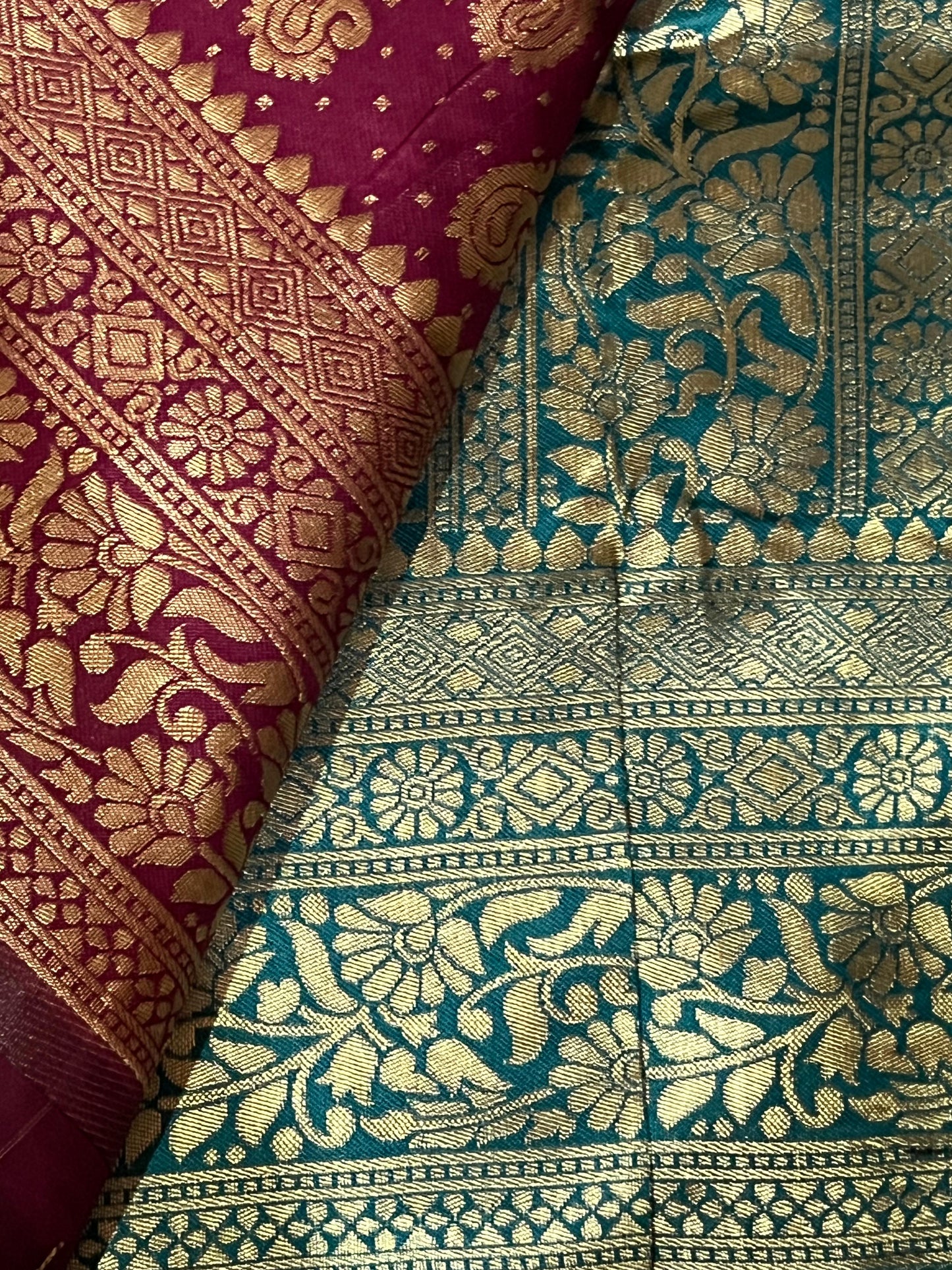 Combo of 2 Kanjeevaram Silk Sarees with Golden Zari Work | Premium Wedding & Festive Wear