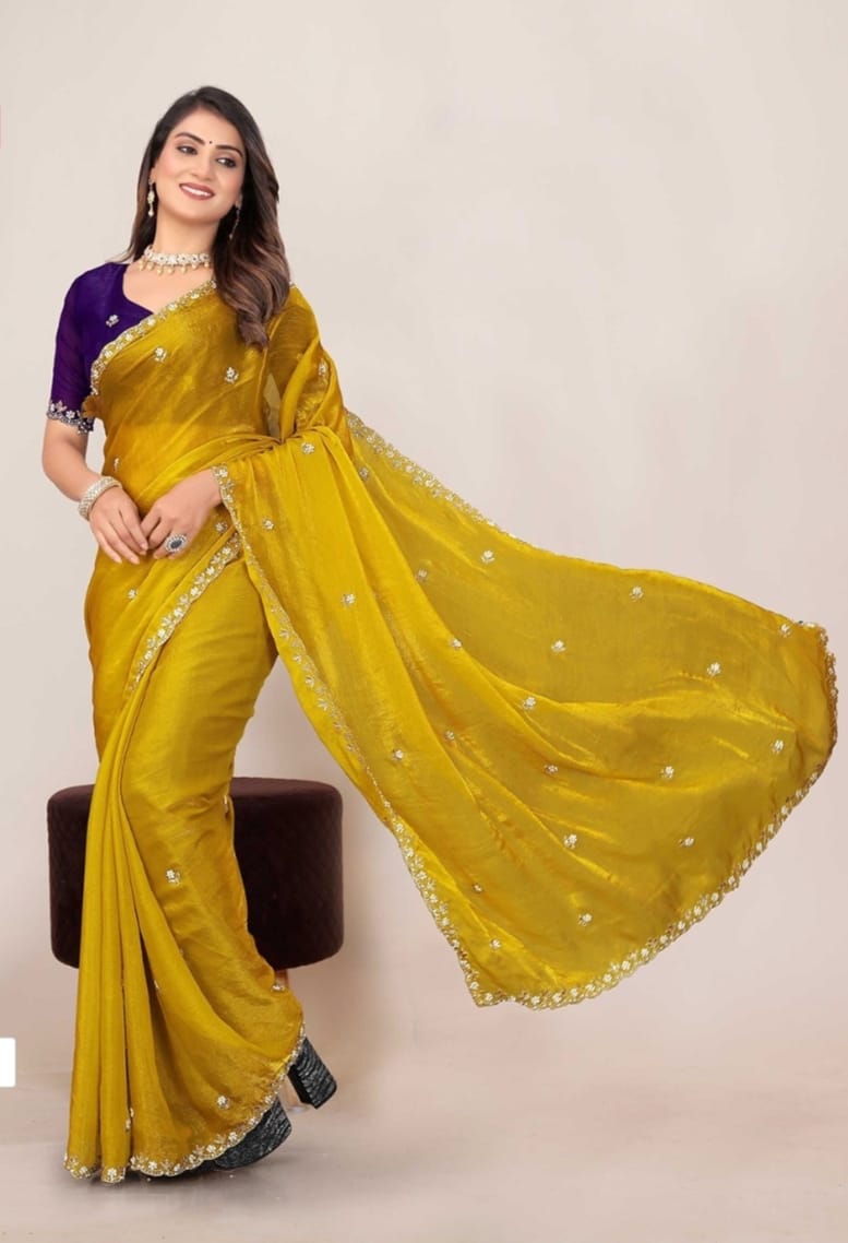 Combo of 2 Most Viral Embroidered Sarees with Moti & Cutwork Border | Premium Wedding & Party Wear Deal