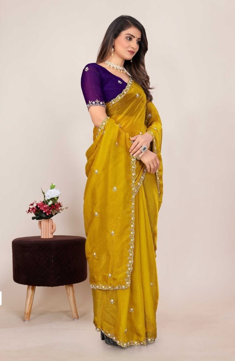 Combo of 2 Most Viral Embroidered Sarees with Moti & Cutwork Border | Premium Wedding & Party Wear Deal