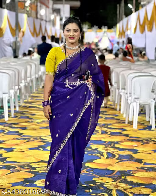 Combo of 2 Most Viral Embroidered Sarees with Moti & Cutwork Border | Premium Wedding & Party Wear Deal
