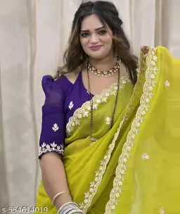 Combo of 2 Most Viral Embroidered Sarees with Moti & Cutwork Border | Premium Wedding & Party Wear Deal