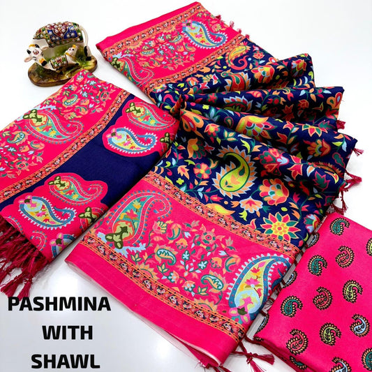 A Digital Premium Pashmina Saree with Shawl – Exclusive Hit Design