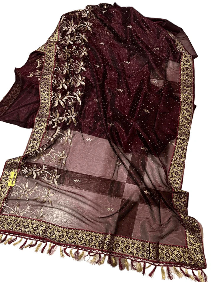 Combo of 2 Designer Twill Net Sarees with Sequin & Golden Embroidered Borders | Premium Wedding & Party Wear Deal