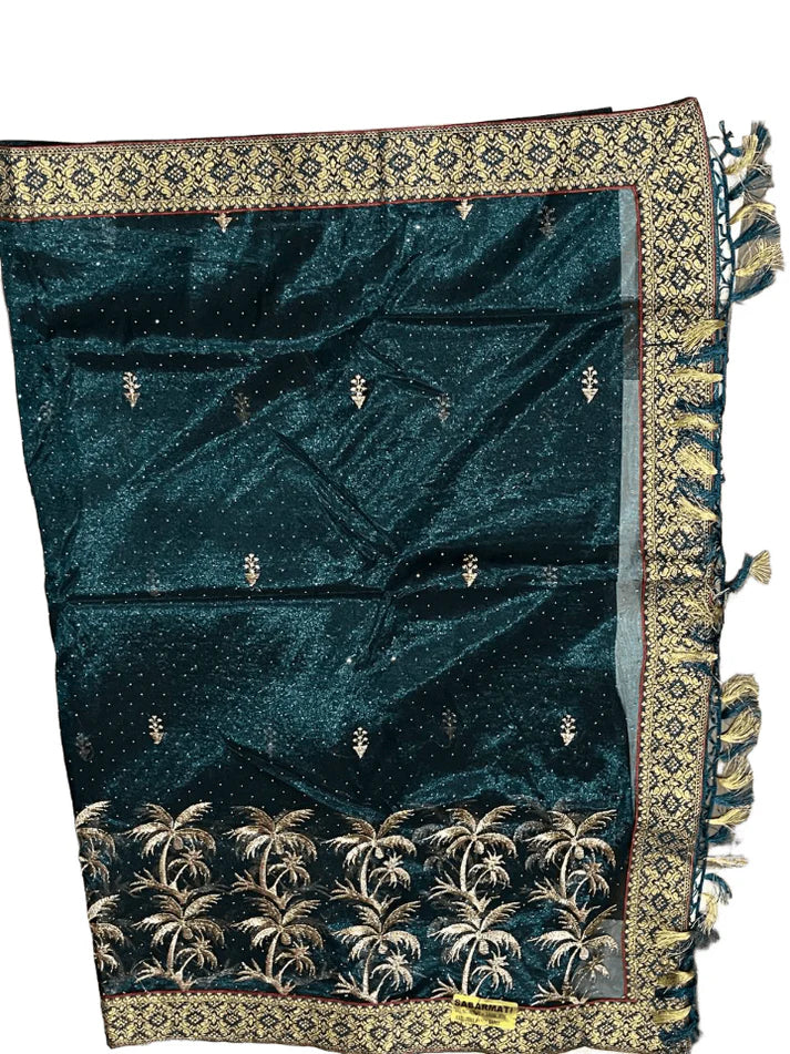Combo of 2 Designer Twill Net Sarees with Sequin & Golden Embroidered Borders | Premium Wedding & Party Wear Deal