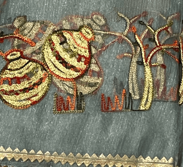 Crimson Bloom Net Saree with Embroidered Work