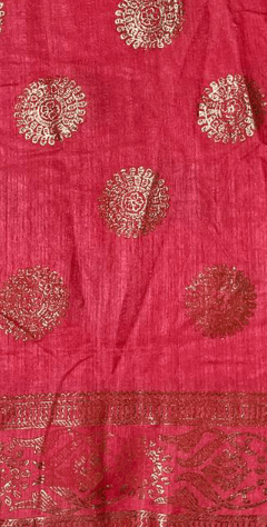 Elegant Pink Vichitra Silk Saree with Foil Print & Samosa Lace Border