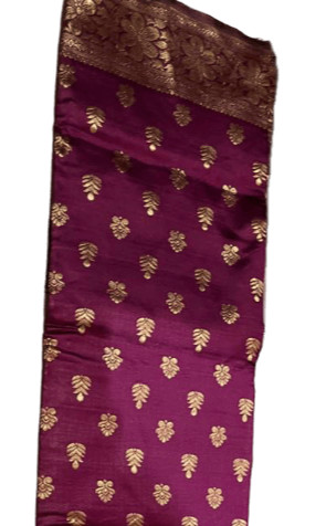 Regal Maroon Kanjeevaram Silk Saree with Golden Zari Butta and Intricate Border