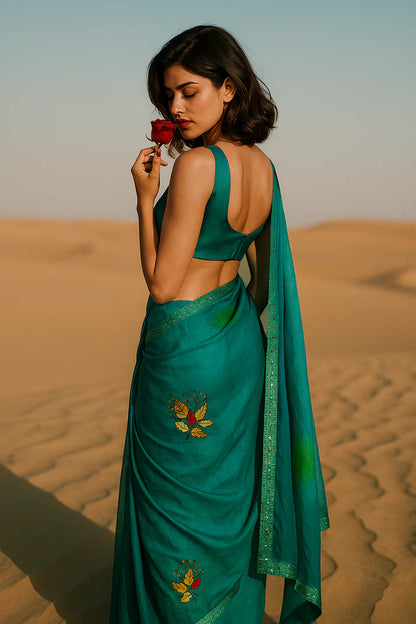 Combo of 2 Lightweight Floral Sarees with Mirror & Sequin Work | Perfect for Daily & Festive Wear