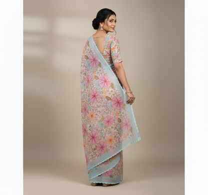 Soft Cotton Handloom Saree with Stitched Blouse – Elegant Daily & Office Wear Saree