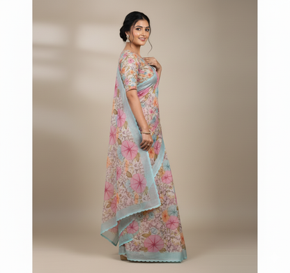 Soft Cotton Handloom Saree with Stitched Blouse – Elegant Daily & Office Wear Saree