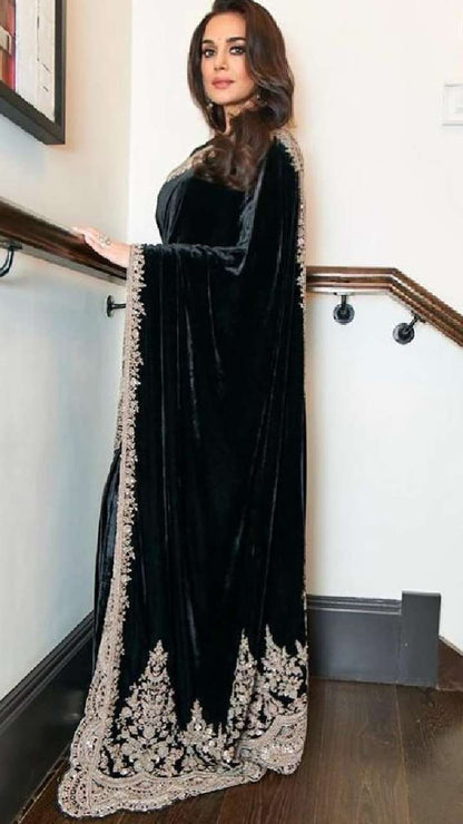 A Winter Special Designer Saree, crafted in luxurious pure viscose velvet