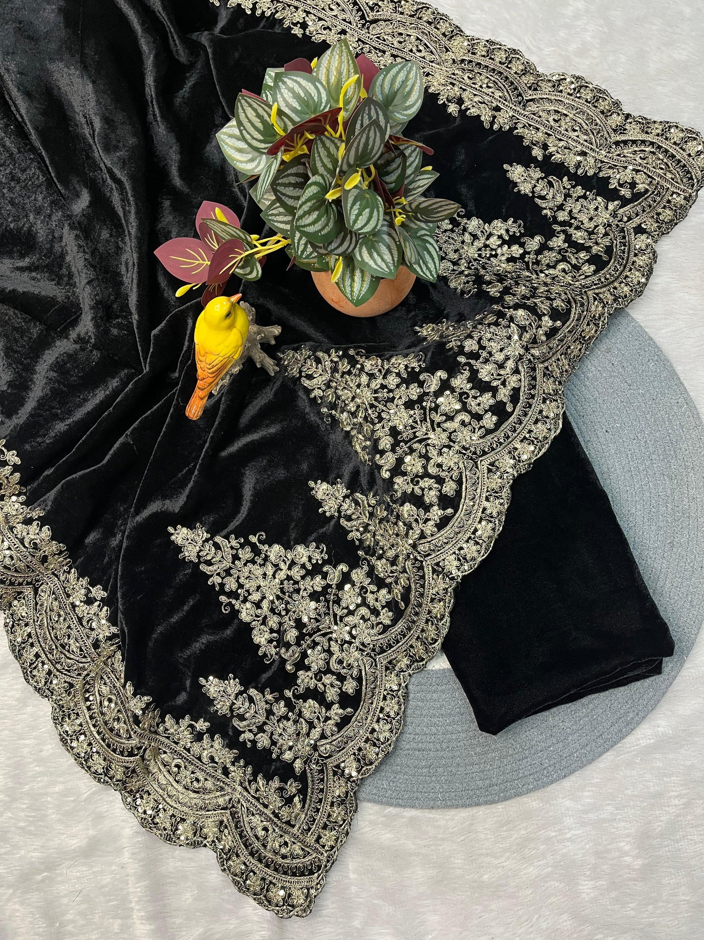 A Winter Special Designer Saree, crafted in luxurious pure viscose velvet