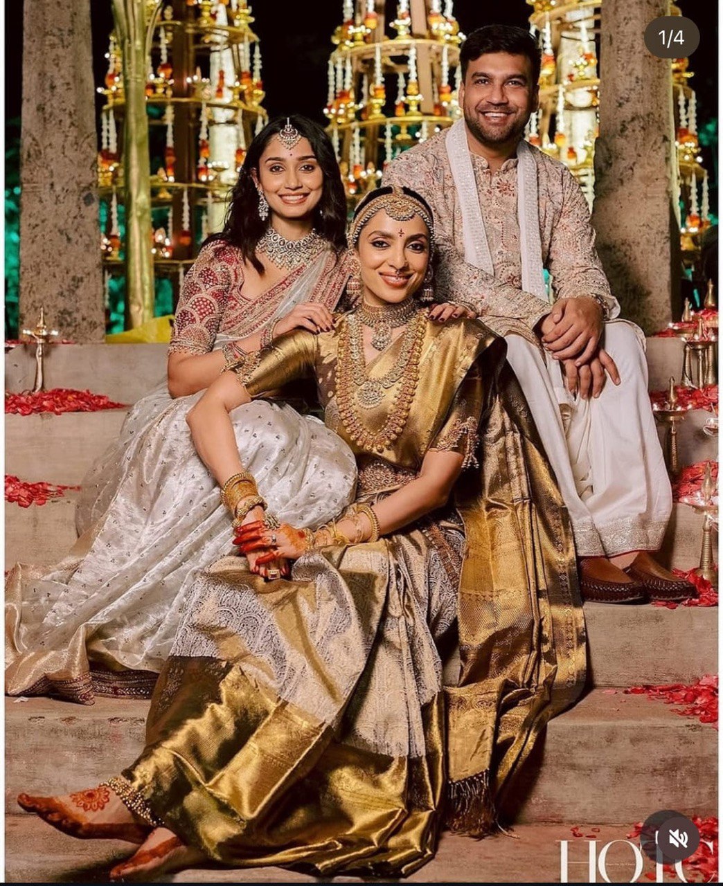 A Actress Shobita-Inspired Banarasi Saree – Elegant Silver-Gold Weave