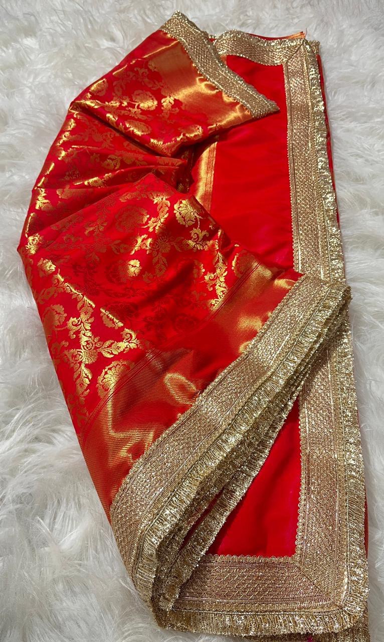 A Banarasi Tapeta Soft Silk Saree – Premium Quality (Red)