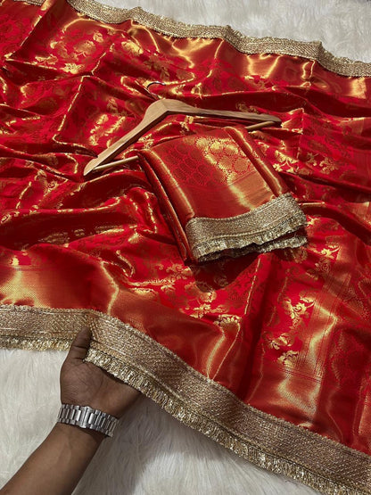 A Banarasi Tapeta Soft Silk Saree – Premium Quality (Red)