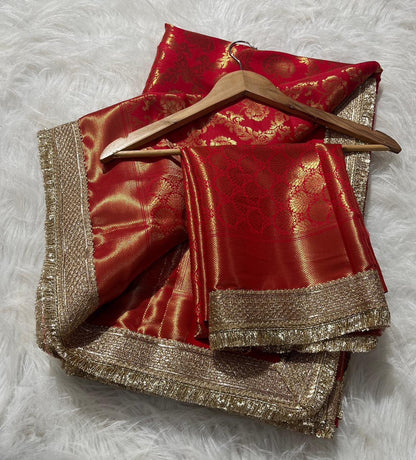 A Banarasi Tapeta Soft Silk Saree – Premium Quality (Red)