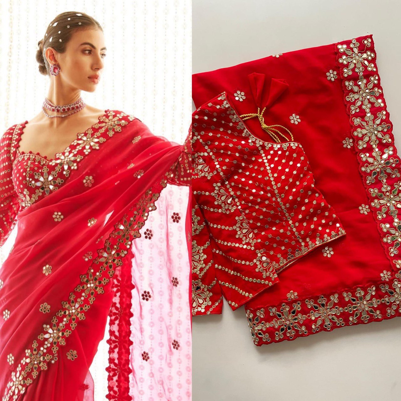 A Bollywood Blockbuster Original Mirror Work Saree