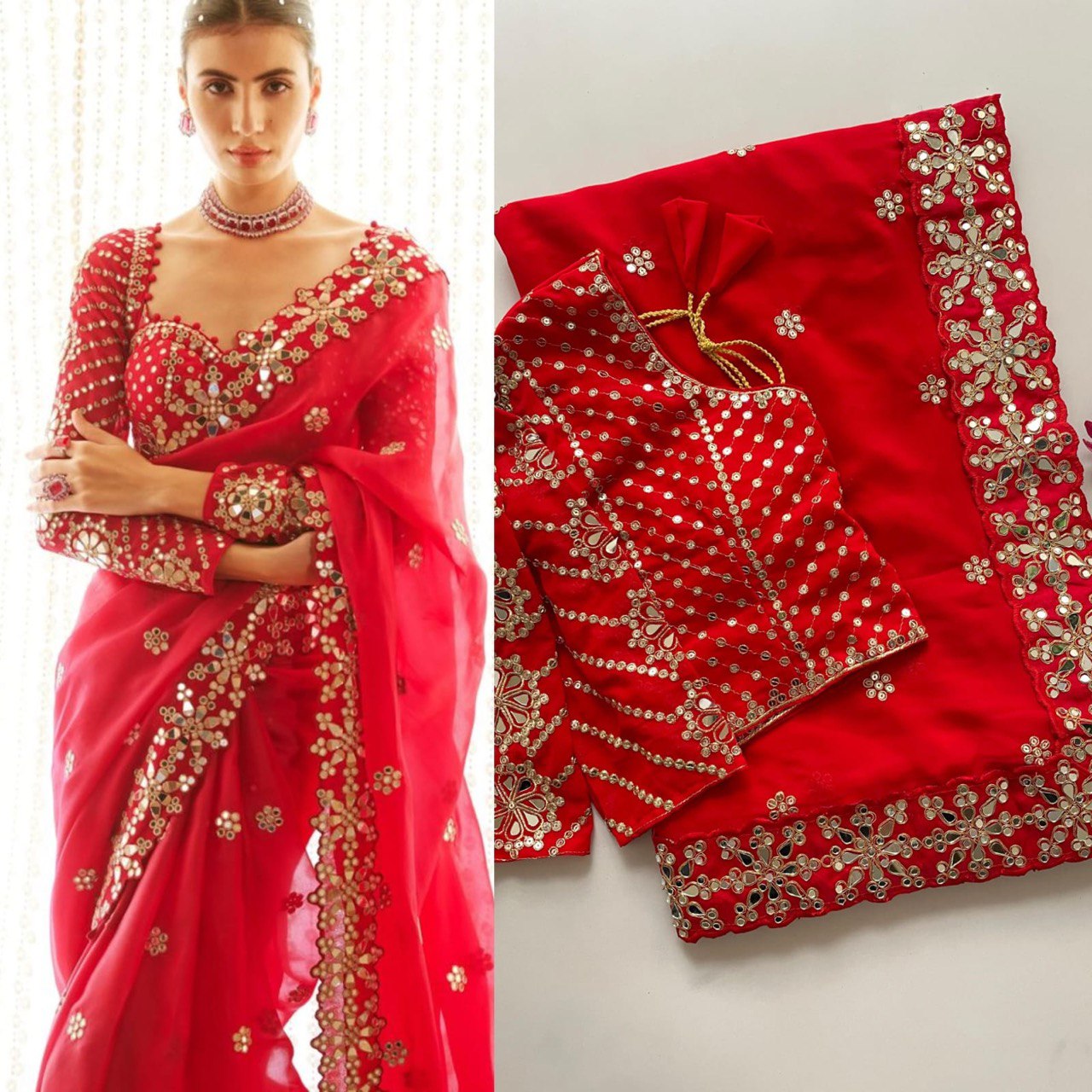 A Bollywood Blockbuster Original Mirror Work Saree