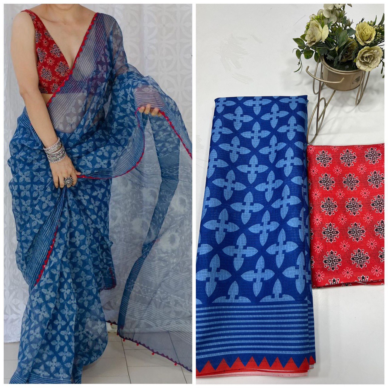 A Bollywood Collection – Sanjana Soft Munga Kota Checks Saree