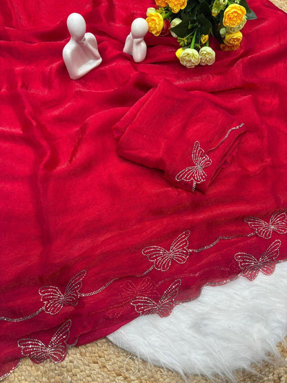 A Butterfly Concept Fandy Chiffon Silk Saree
