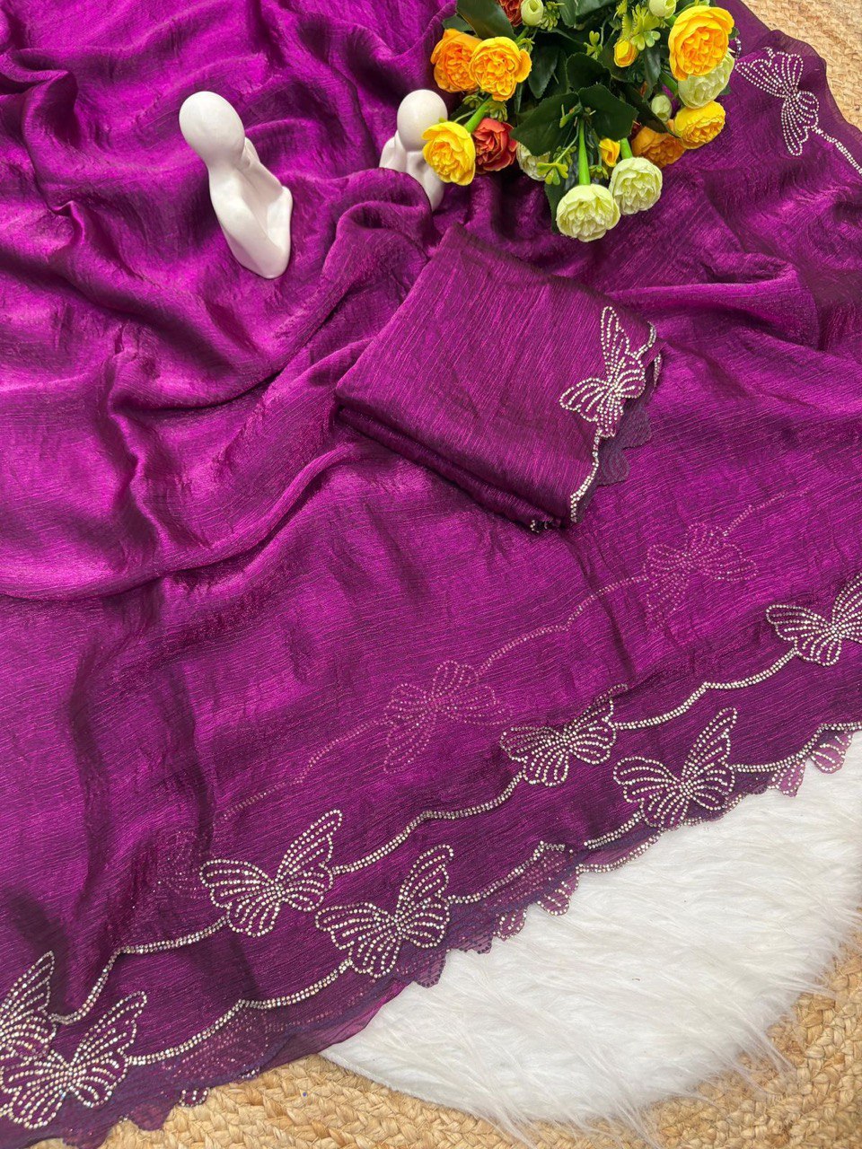 A Butterfly Concept Fandy Chiffon Silk Saree