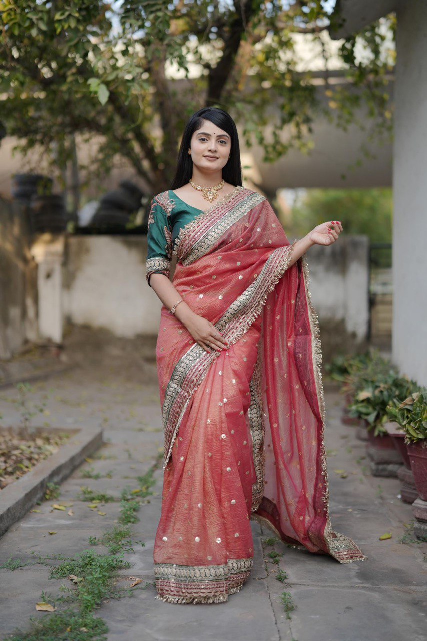 A Adorable & Most Beautiful Designer Banarasi Crush Saree
