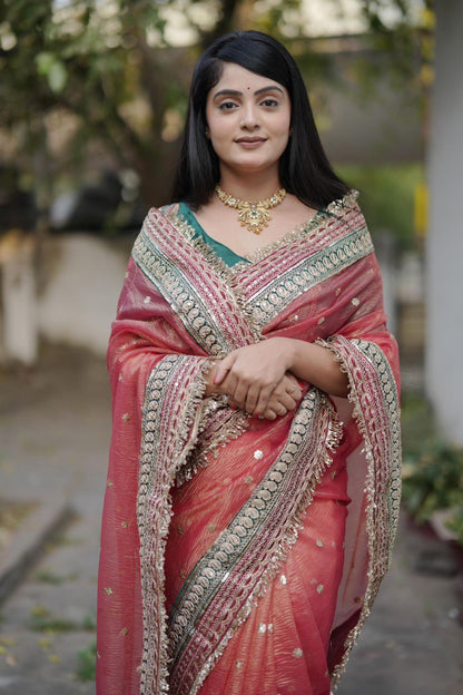 A Adorable & Most Beautiful Designer Banarasi Crush Saree