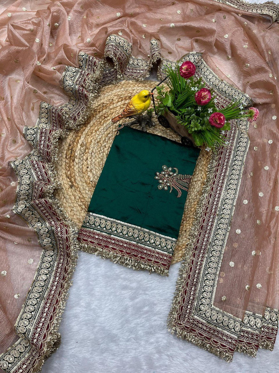 A Adorable & Most Beautiful Designer Banarasi Crush Saree