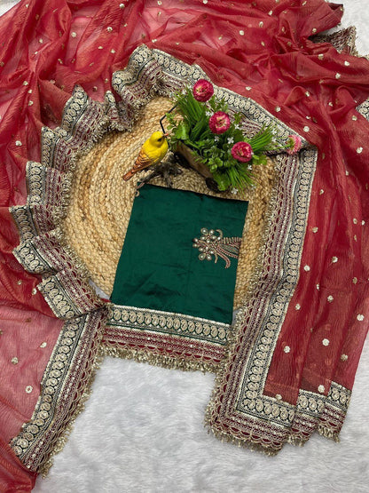 A Adorable & Most Beautiful Designer Banarasi Crush Saree