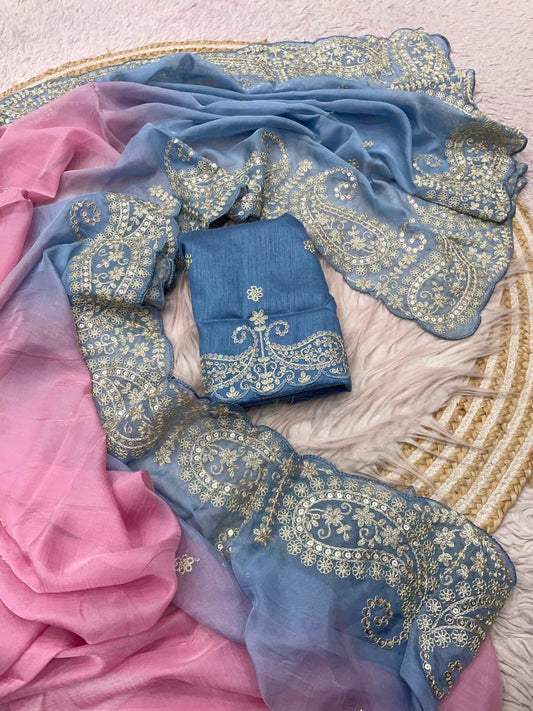 A Premium Teby Orengza Silk Digital Print Saree