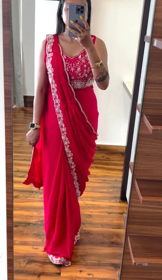 A New Super Trending Ready-to-Wear Embroidery Saree