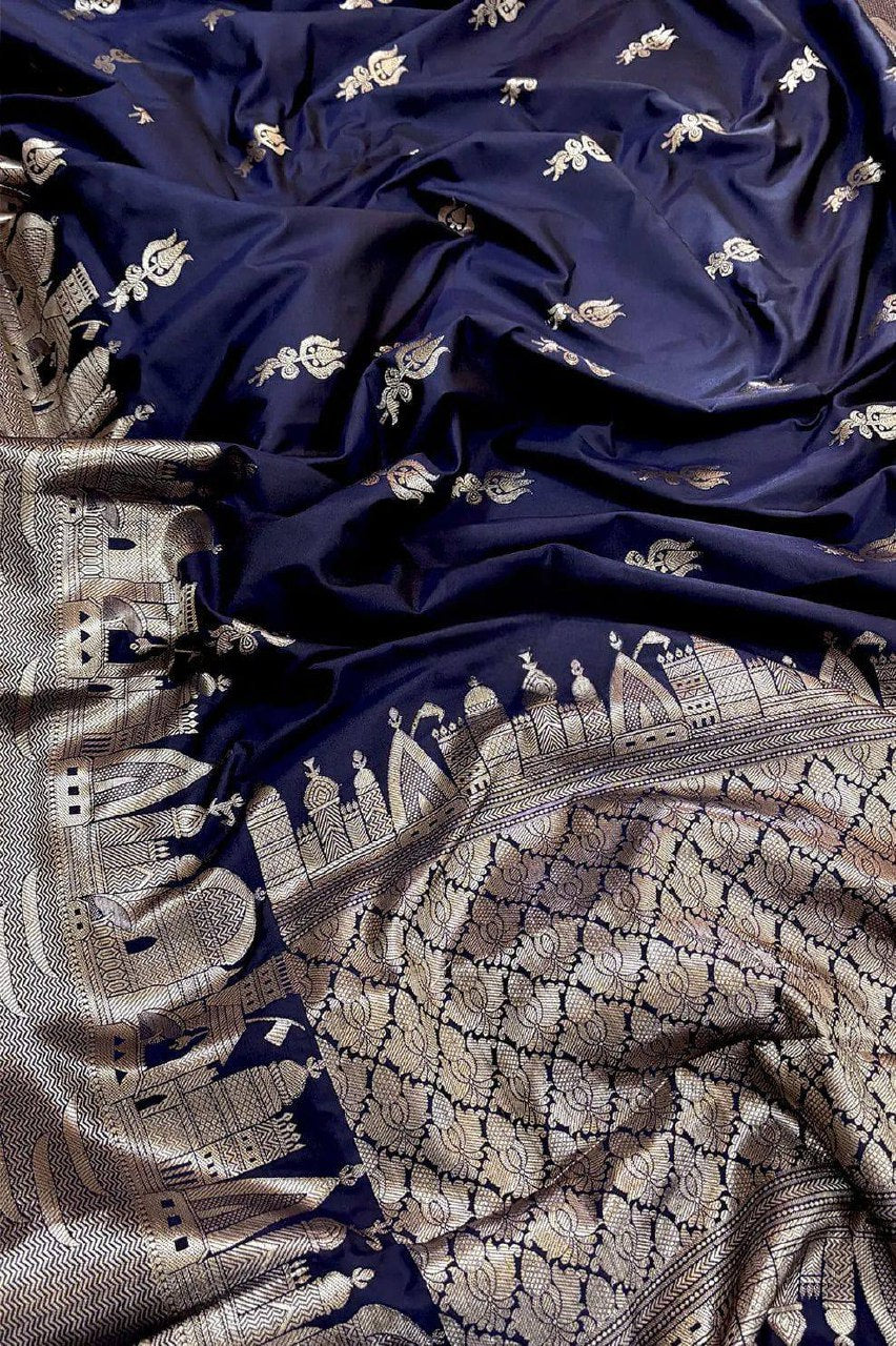 A Beautiful Premium Banarasi Ghat Design Silk Saree