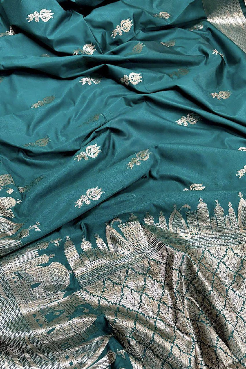 A Beautiful Premium Banarasi Ghat Design Silk Saree
